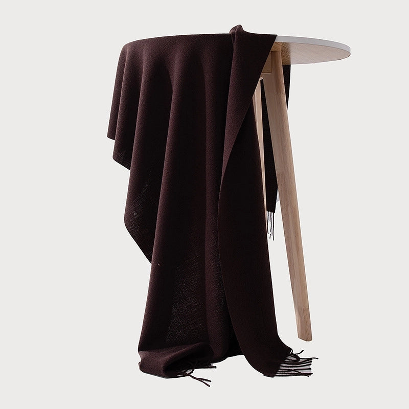 Women's Casual Minimalist Solid Color Polyester Tassel Scarf