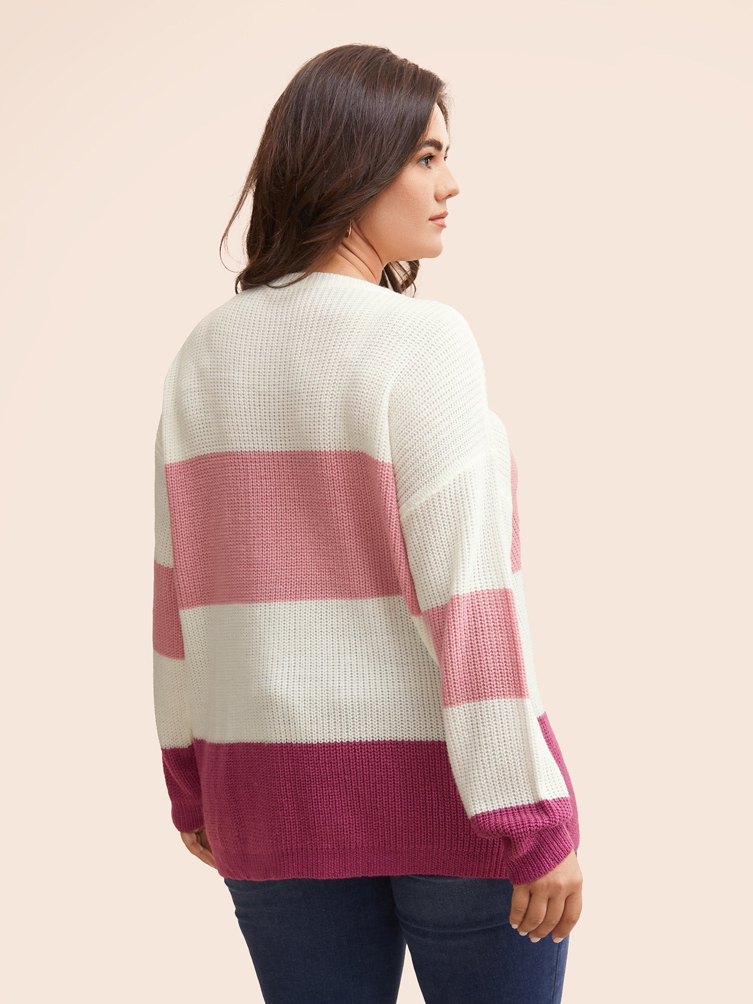 Round Neck Colorblock Contrast Pullover