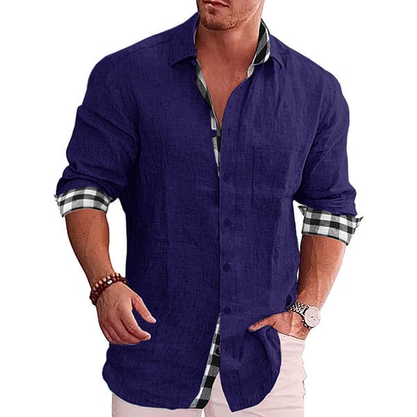 2023 Gentleman Paneled Casual Buttons Pocket Line Shirt-Buy 2 Free Shipping