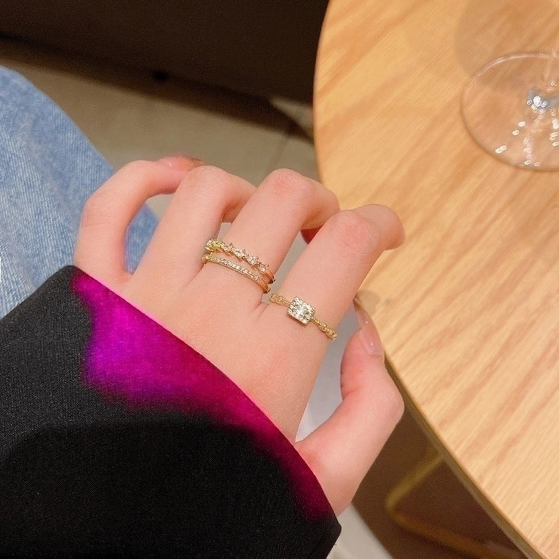 Commute Solid Color Stainless Steel Inlay Zircon Rings