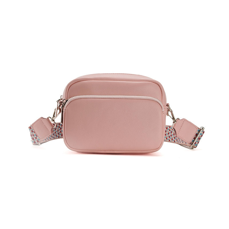 Women's Pu Leather Solid Color Basic Square Zipper Crossbody Bag