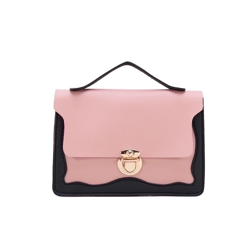 Christmas Women'S Small Pu Leather Color Block Fashion Lock Clasp Handbag