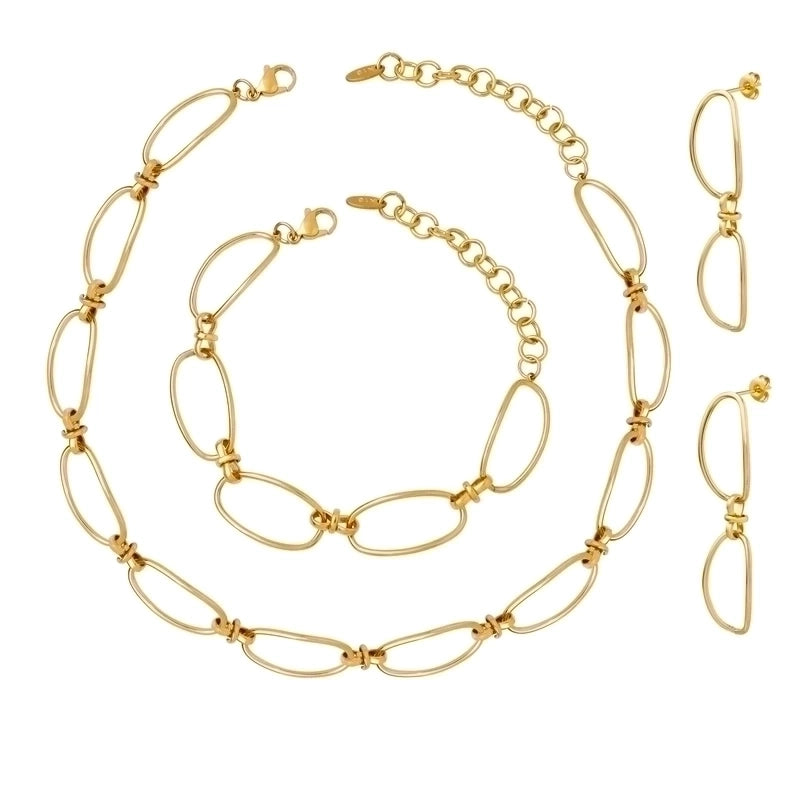 Minimalist Knot 304 Stainless Steel 18K Gold Plated Plating Bracelets Earrings Necklace