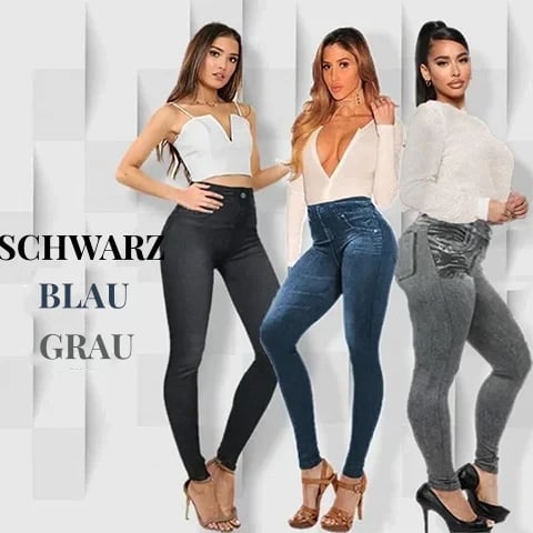 🔥Último Día 49% OFF👖-Leggings Vaqueros De Talla Grande, Elásticos, Ajustados Y Sin Cordones, Push-Up