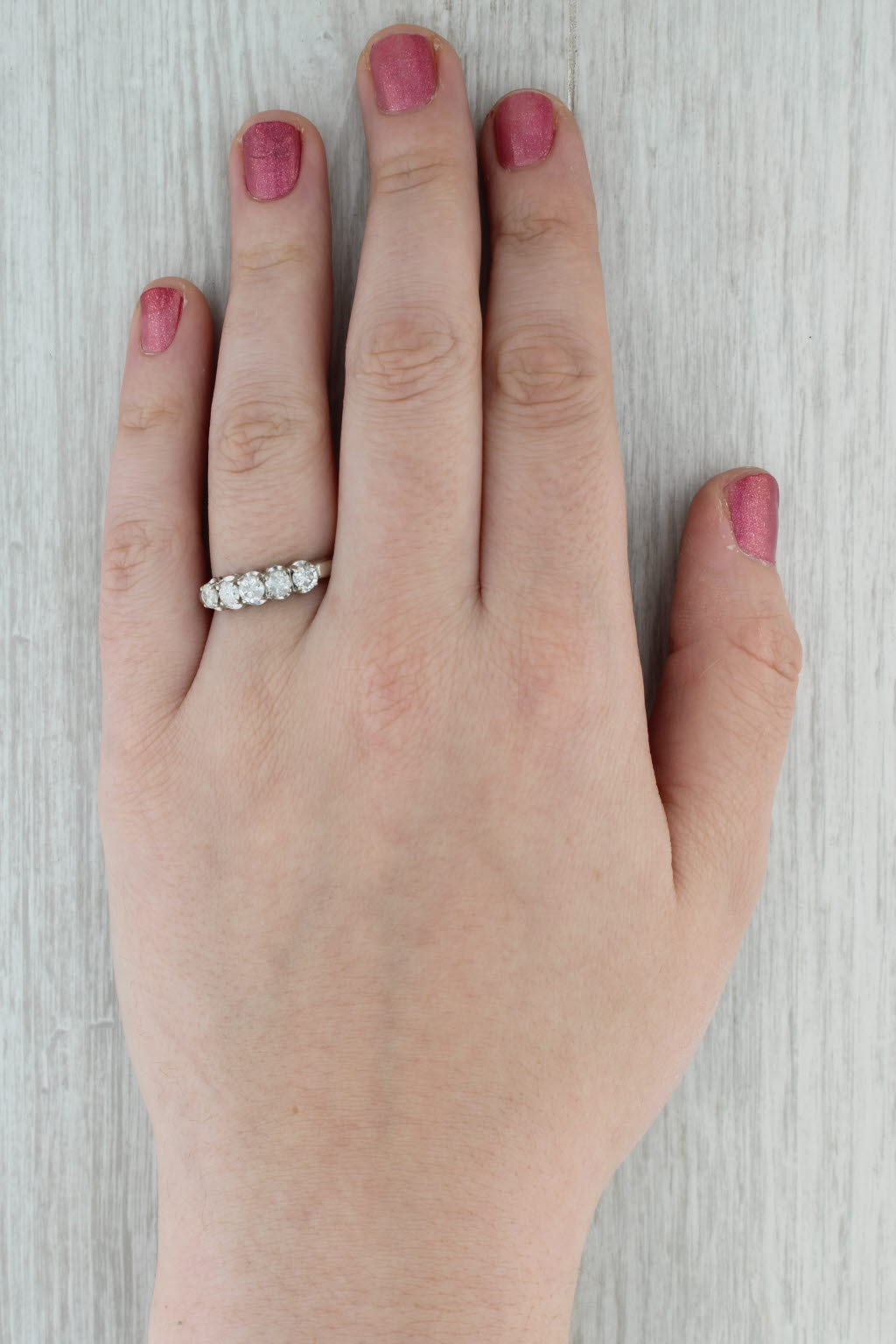 0.75ctw Diamond Ring 14k White Gold Wedding Anniversary Band Size 7