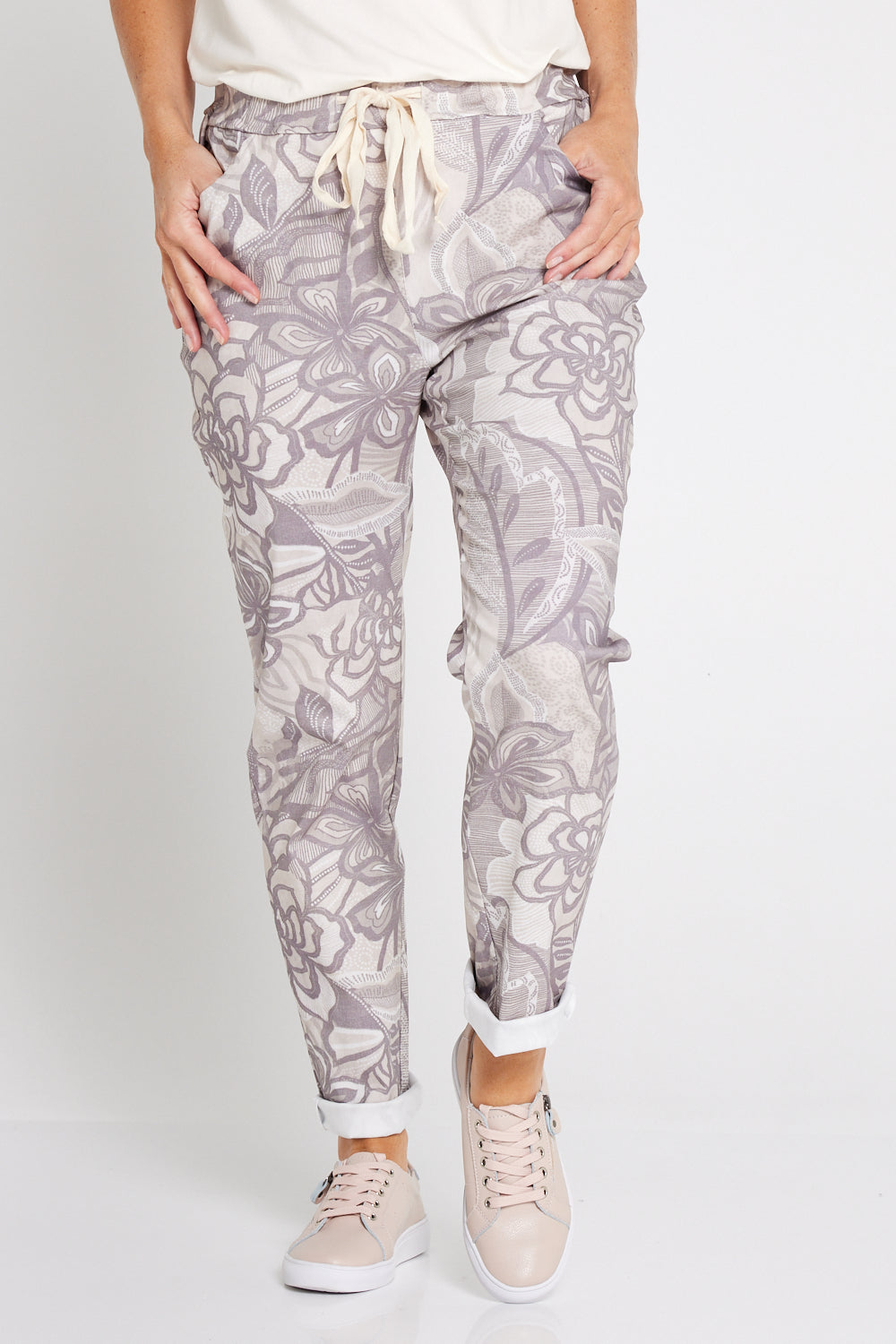 Beth Pants - Taupe Floral