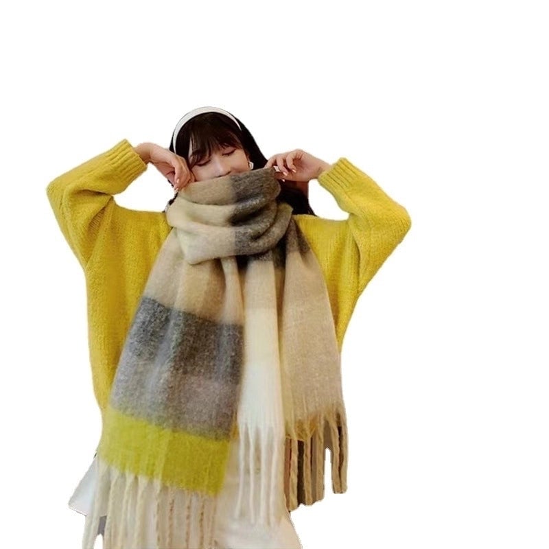 Women's Fashion Stripe Polyester Tassel Winter Scarves