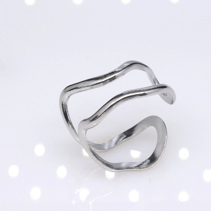 1 Piece Lady Geometric Titanium Steel Plating Open Ring
