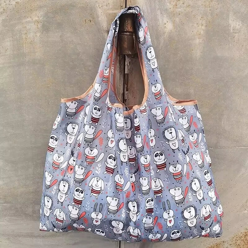 Printed Environmental Bag Large 210T Supermarket Folding Shopping Bag Thickened Tote Bag Shopping Bag