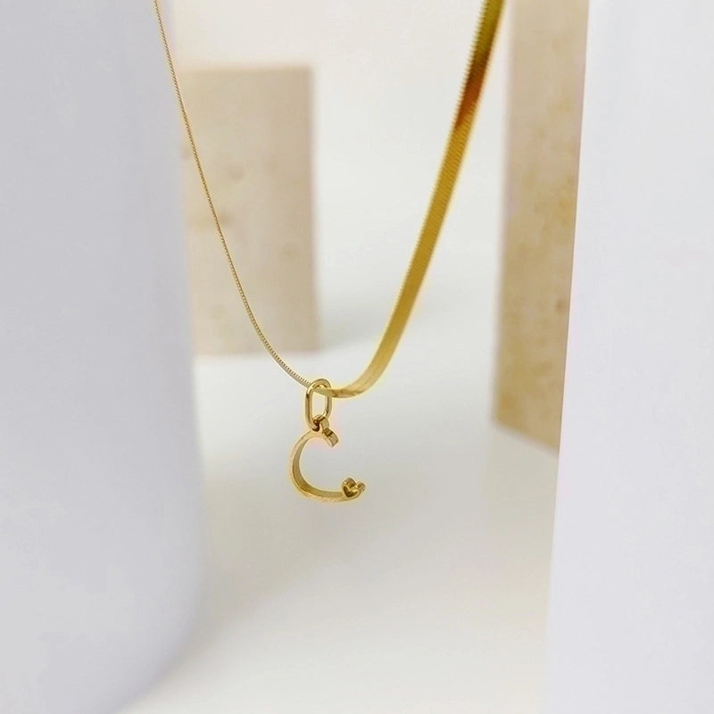 Stainless Steel Titanium Steel 14K Gold Plated Minimalist Plating Letter Heart Shape Pendant Necklace