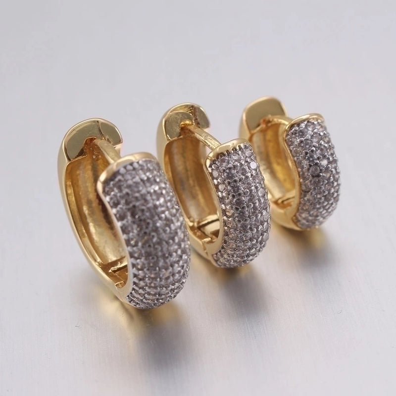 Minimalist Circle Copper Zircon 18K Gold Plated Earrings