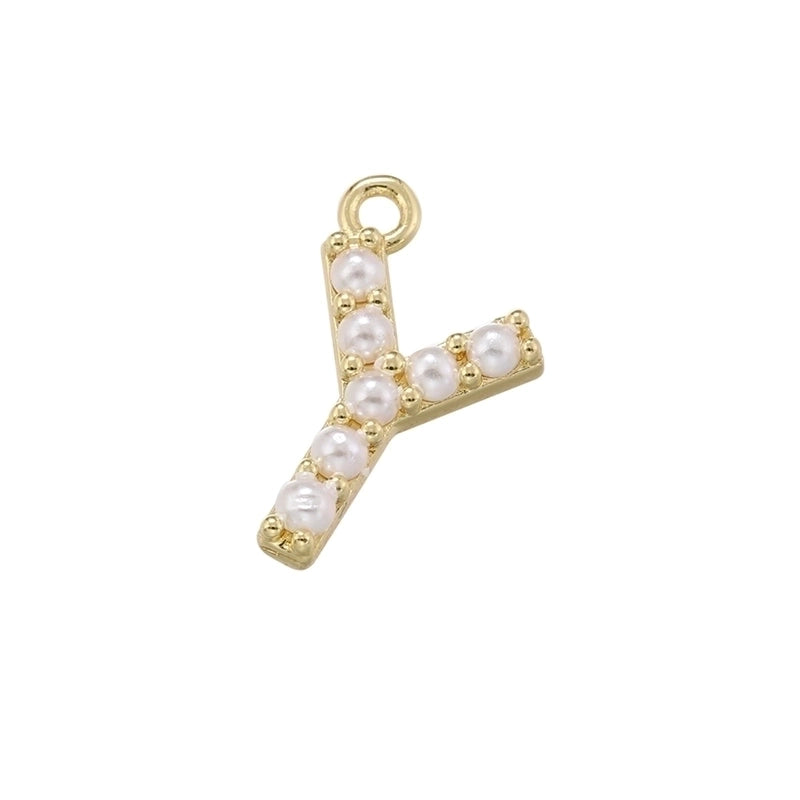 Casual Elegant Minimalist Letter Copper Plating Inlay Artificial Pearls 18k Gold Plated Charms