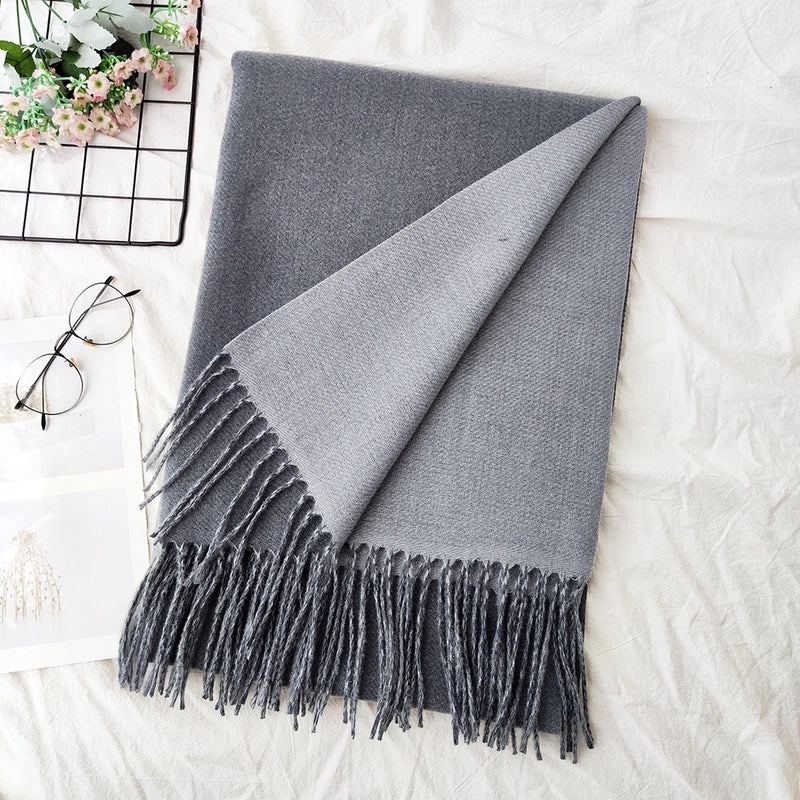 Unisex Sweet Minimalist Solid Color Imitation Cashmere Polyester Scarf