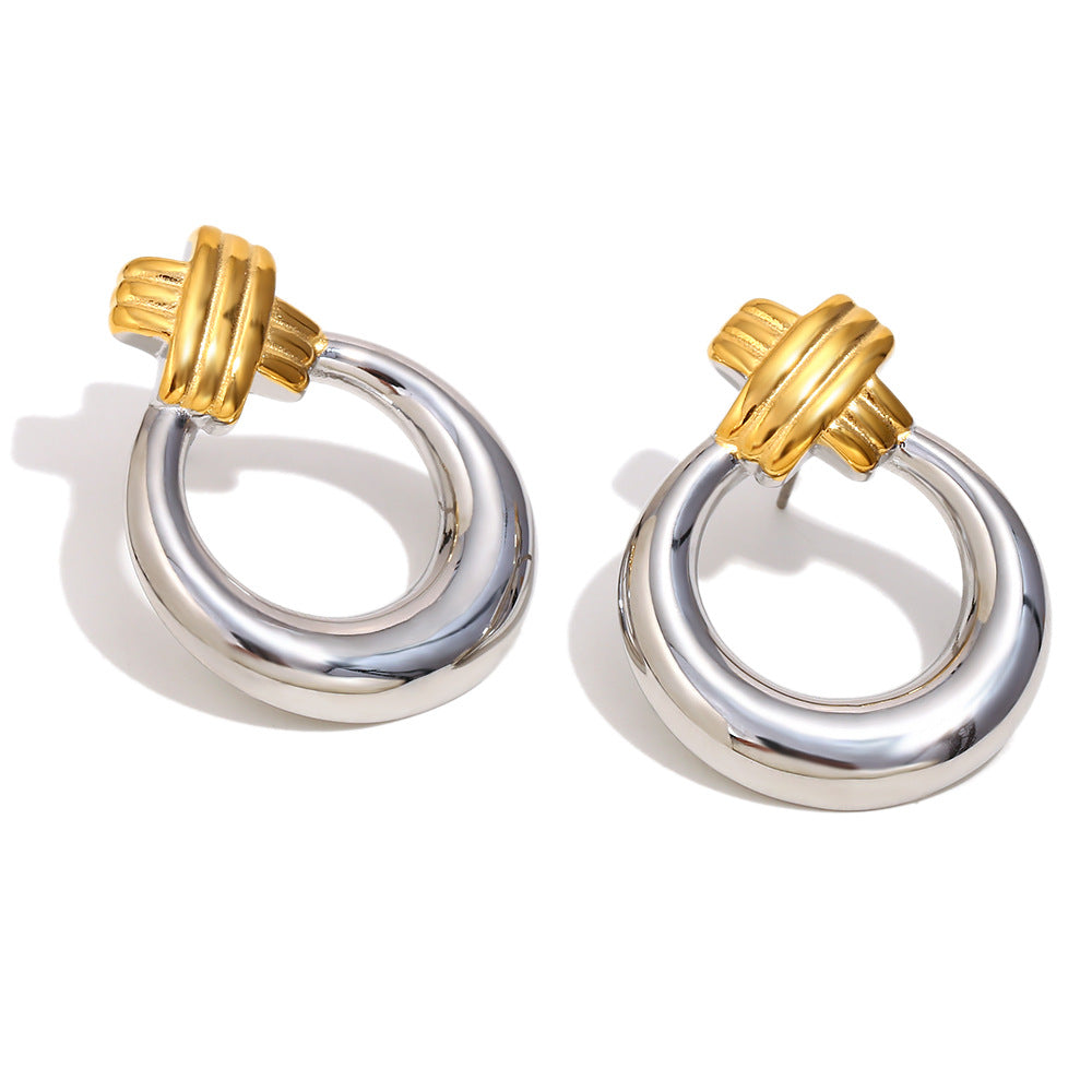 Fashionable Niche Geometric Lobster Hoop Grape Earrings Stainless Steel 18K Gold Plated Angel Earrings