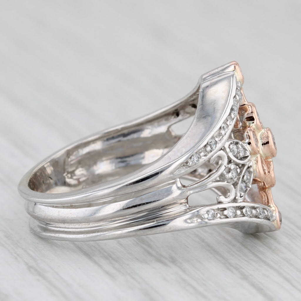 0.33ctw Diamond Flower Cluster Ring 14k Yellow White Gold Size 7 Cocktail