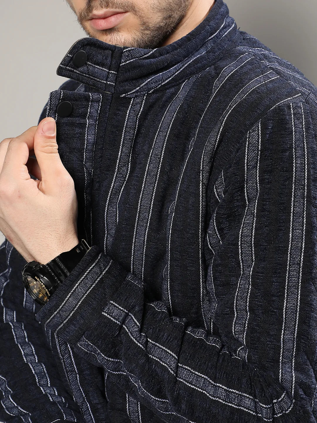 Fleece Block Denim Jacket