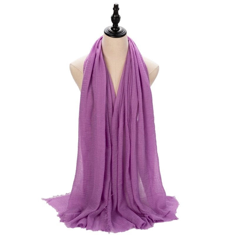 Hot Selling Women's Cotton And Linen Solid Color Baotou Scarf Cover Pleated Short Beard Headscarf