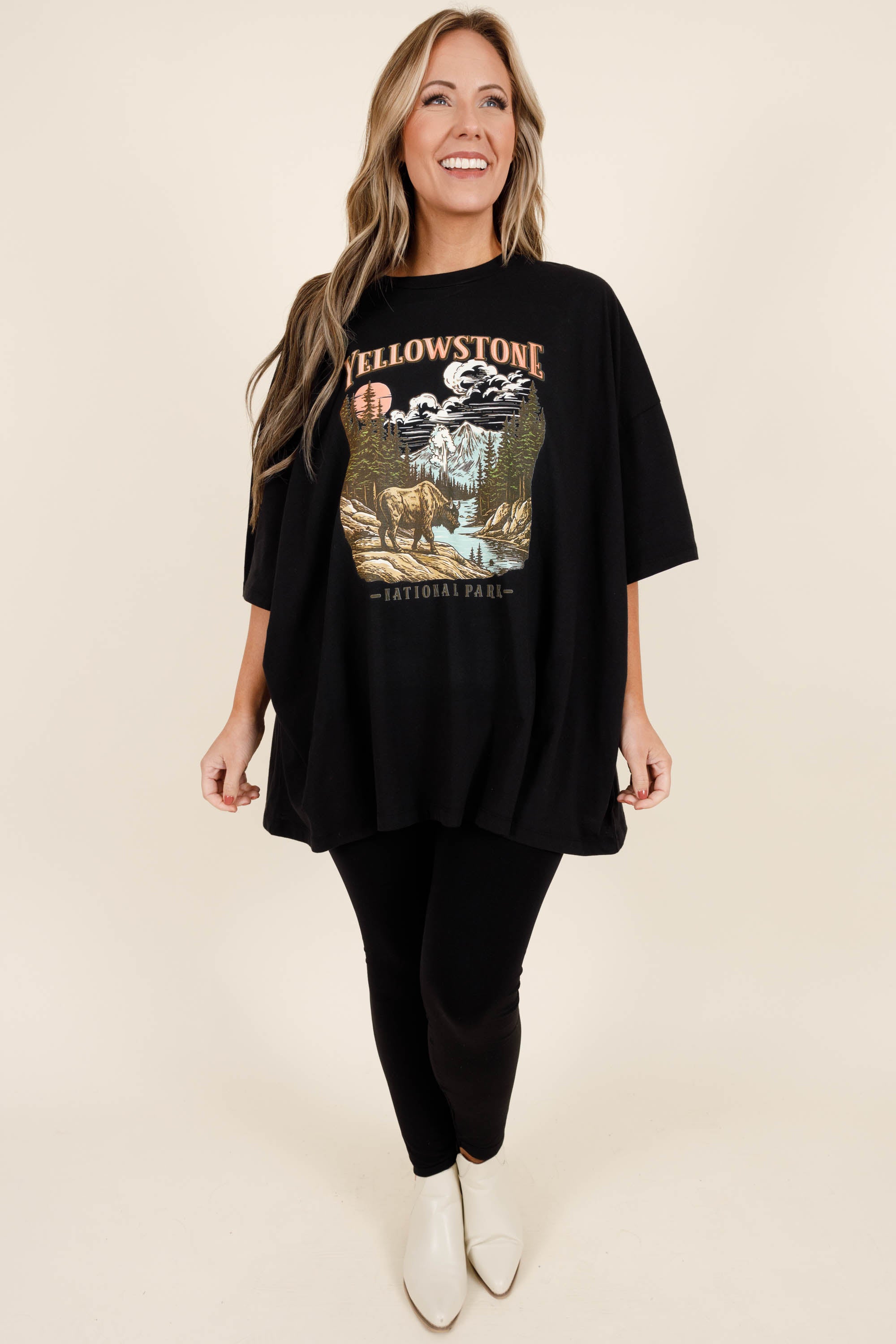 In The Mountains Boyfriend Tee. Black