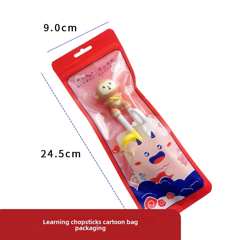 Portable Feeding Children's Tableware Set Cartoon Learning Chopsticks Training Chopsticks 304 Stainless Steel Spoon Fork