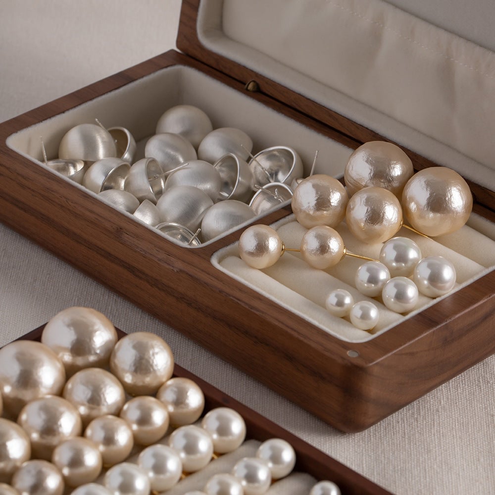 Pearl Geometric Stainless Steel 18K Gold Plated Earrings