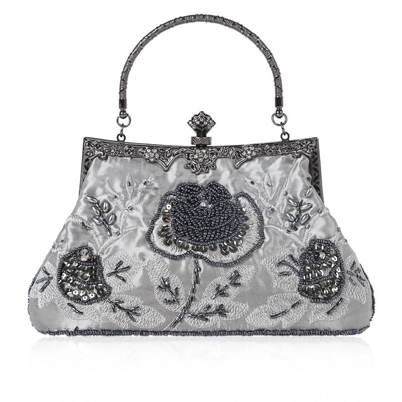 Red Wine Red Purple Polyester Flower Square Evening Bags