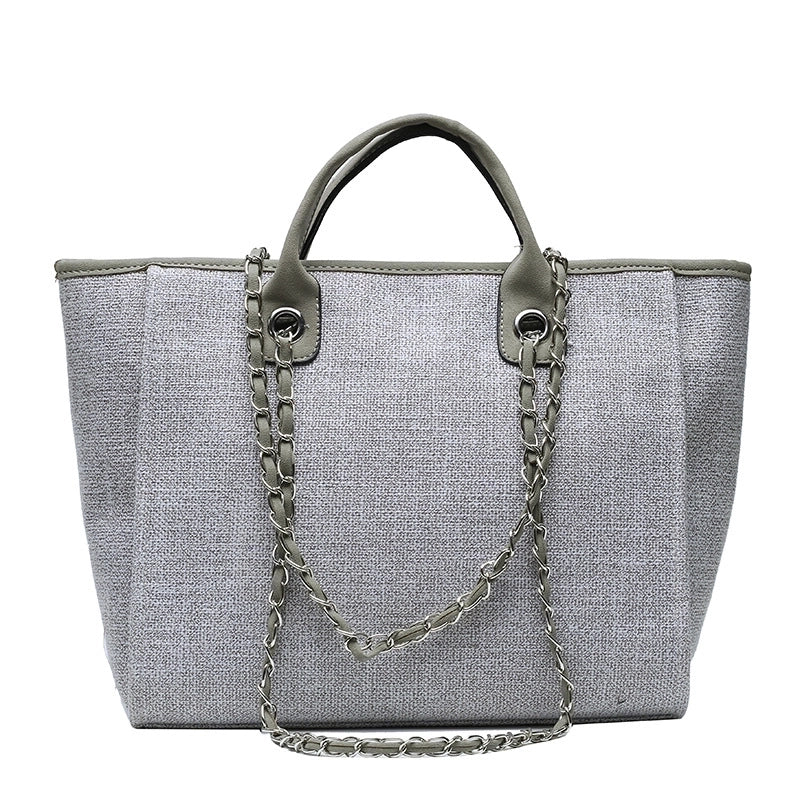 Women'S Large Canvas Solid Color Streetwear Square Zipper Tote Bag