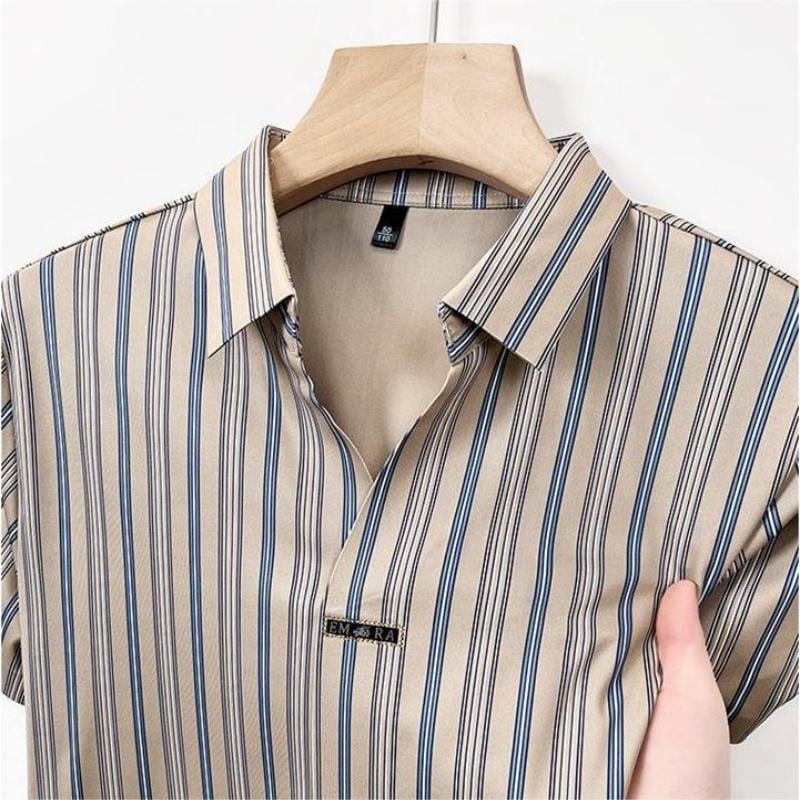 Men's Summer Striped Short Sleeve Shirt(49% OFF)