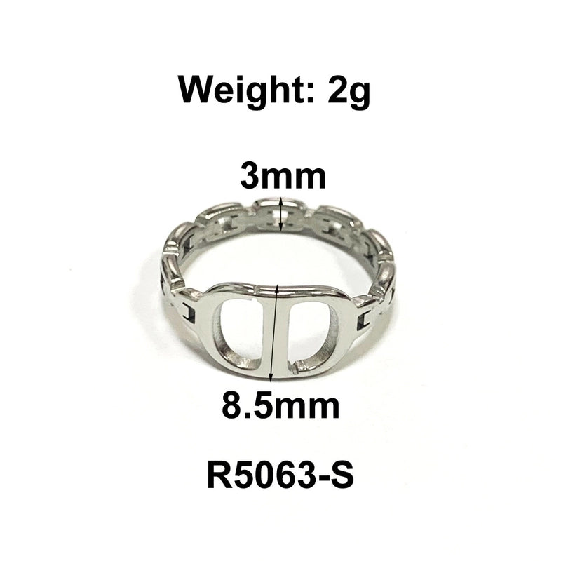 Fashion Solid Color 304 Stainless Steel Titanium Steel 18K Gold Plated Plating Rings