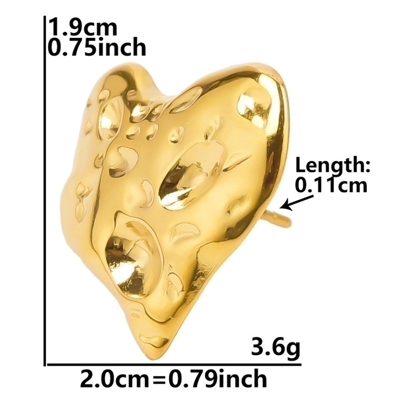 1 Pair Minimalist Heart Shape Plating 304 Stainless Steel Ear Studs