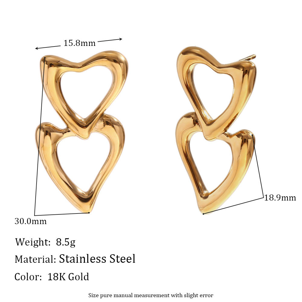 Fashion Petal Geometric Flower Stainless Steel 18K Gold Plated Earrings