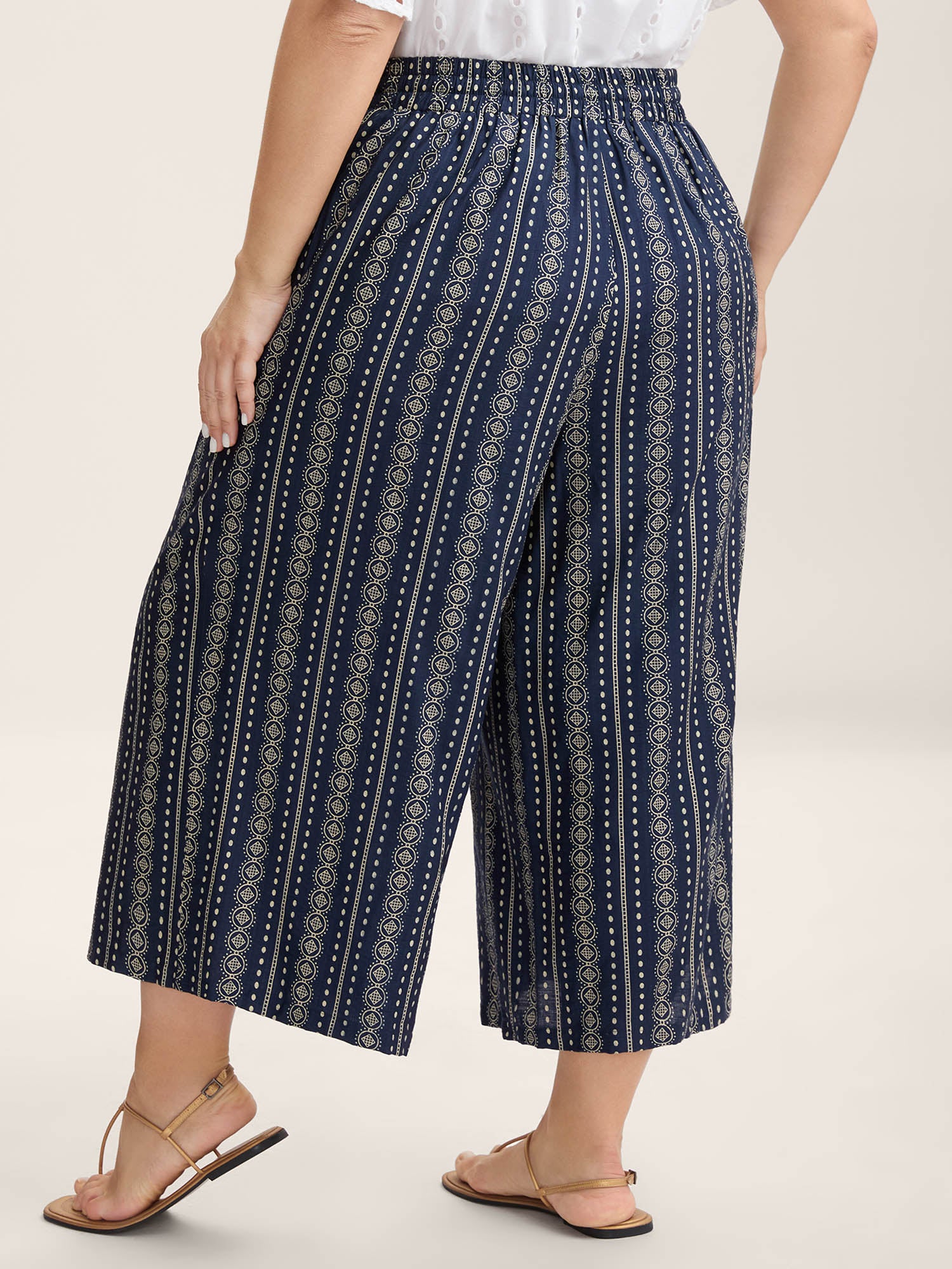 Boho Stripe Tassel Wide-Leg Pants
