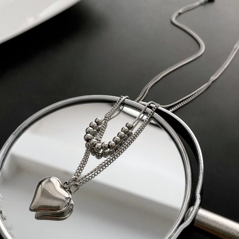 Minimalist Commute Heart Shape Stainless Steel Titanium Steel Titanium Steel 18K Gold Plated Gold Plated Silver Plated Plating Layered Necklaces