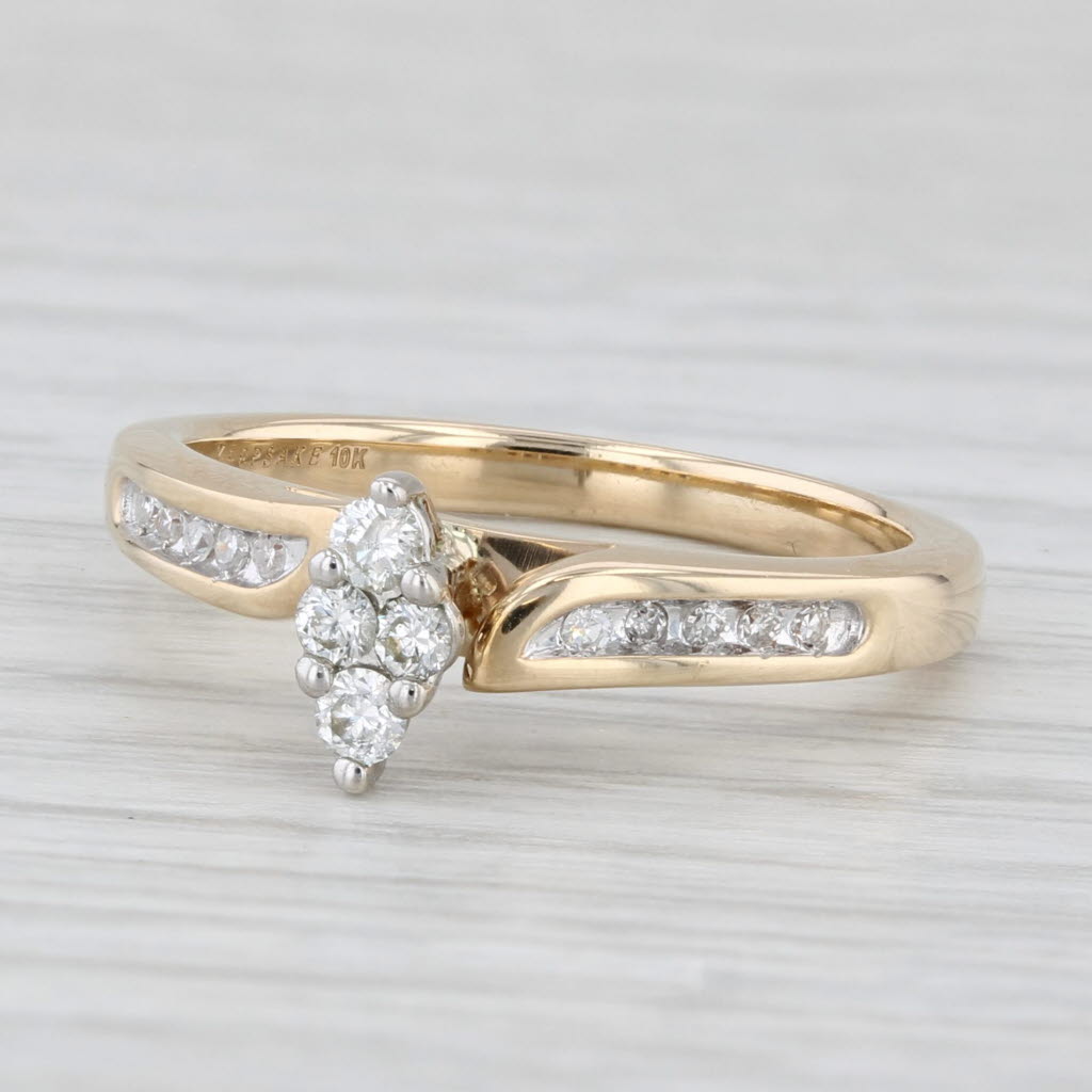 0.18ctw Diamond Cluster Engagement Ring 10k Gold Size 6.75 Marquise Bypass