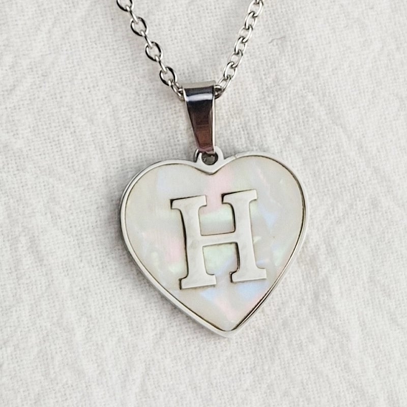 Cute Sweet Letter Titanium Steel Plating Inlay Shell Pendant Necklace