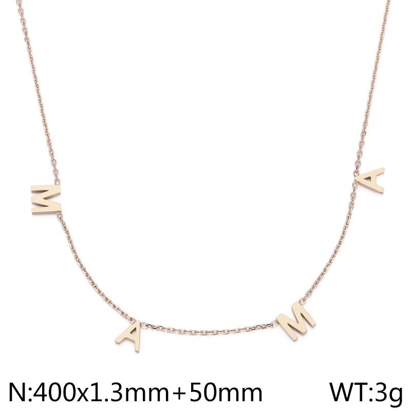 Minimalist Letter Titanium Steel 18K Gold Plated Plating Necklace