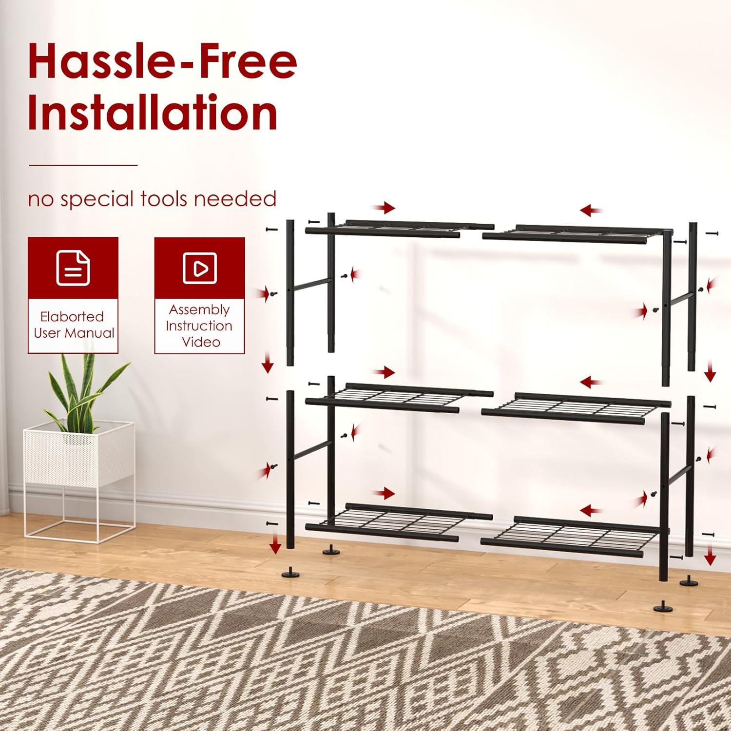 Storage Shelves - 5 Tier Shelf Organizer, Heavy Duty Garage Shelving Unit with Leveling Feet, Stable Metal Shelves Organizer for Pantry, Kitchen and Closet, 33.0