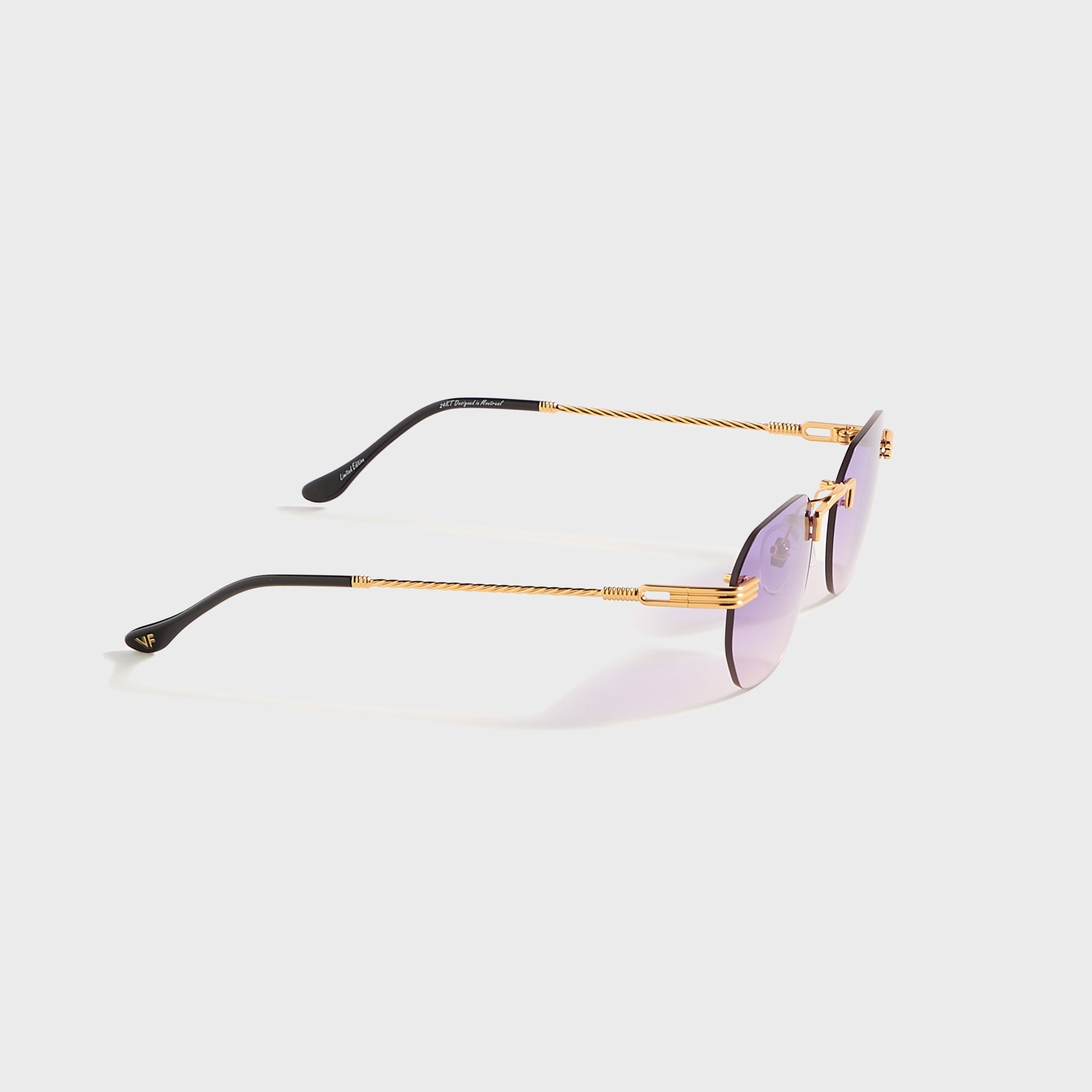 Vintage Frames Detroit Player Rimless Drill Mount 24KT - Gold / Purple Gradient