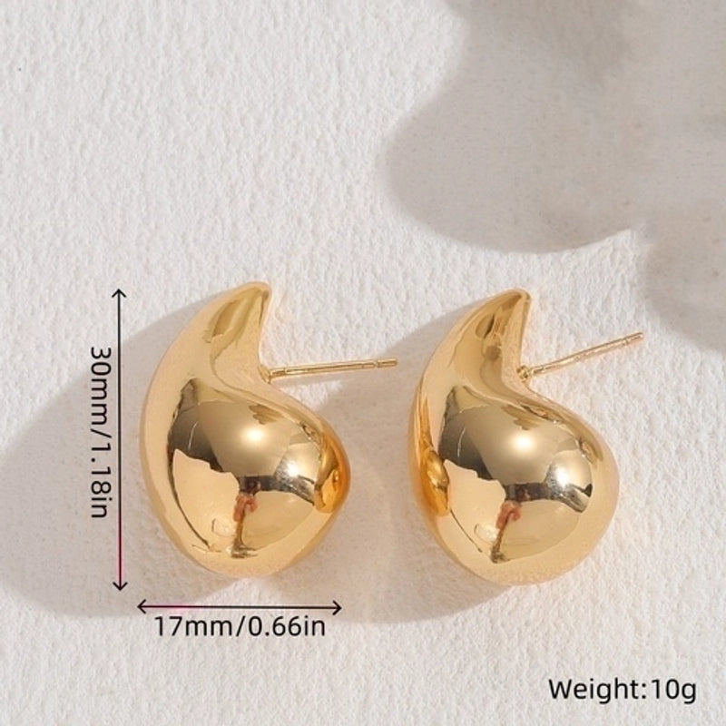 1 Pair Minimalist Water Droplets Heart Shape Plating Inlay Titanium Steel Artificial Pearls 18K Gold Plated Ear Studs