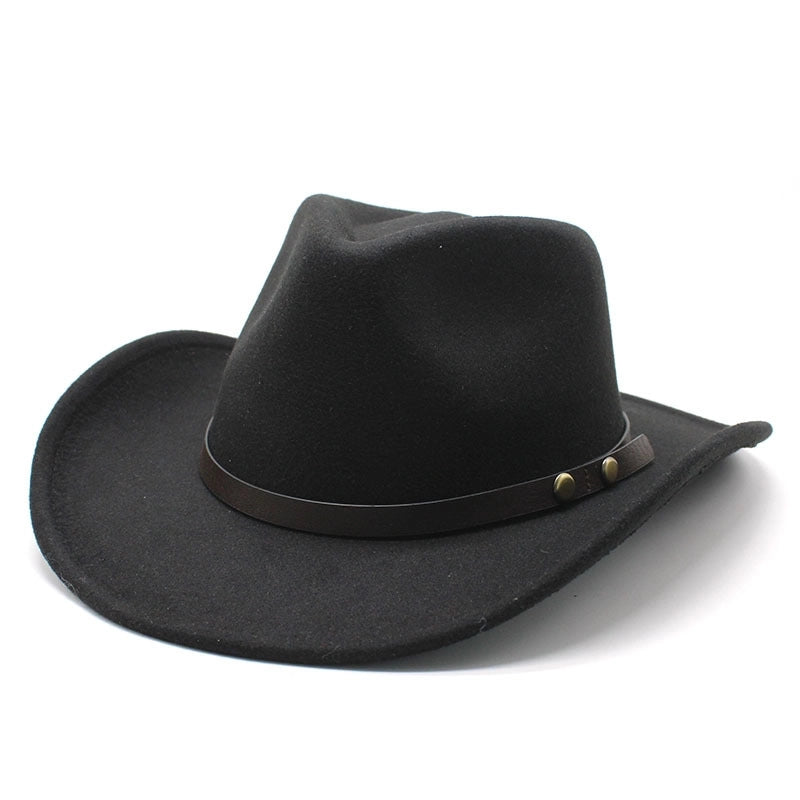 Autumn And Winter New Western Denim Wool Jazz Hat Fashion Concave Shape Men And Women Felt Jazz Hat