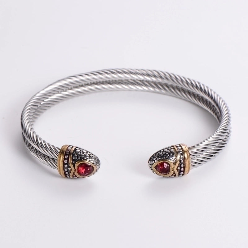 304 Stainless Steel 18K Gold Plated Hip-Hop Inlay Geometric Acrylic Pearl Bangle