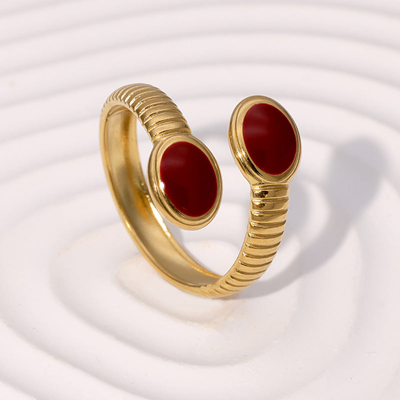 Retro Vintage Niche Personality Stainless Steel Open Ring For Women