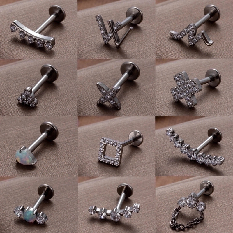 1 Piece Ear Cartilage Rings & Studs IG Style Cool Style Geometric Water Droplets Pure Titanium Plating Inlay Zircon