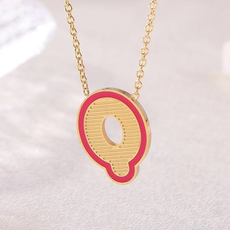Sweet Minimalist Artistic Letter Stainless Steel Enamel Plating Pendant Necklace