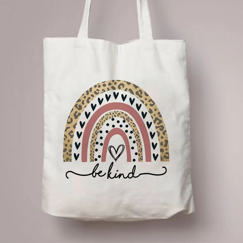 Women's Canvas Rainbow Red Heart Cute Square Open Canvas Bag