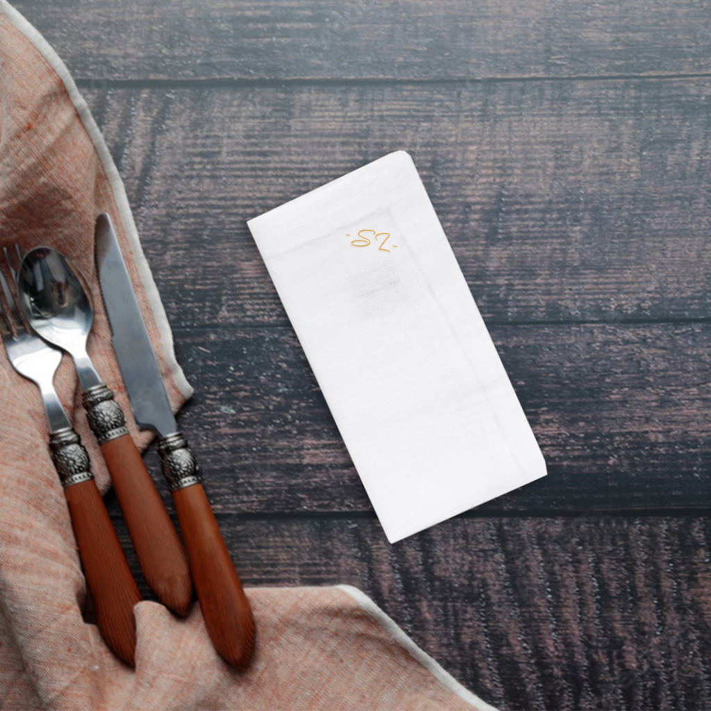 Personalized Embroidered White Linen Napkins