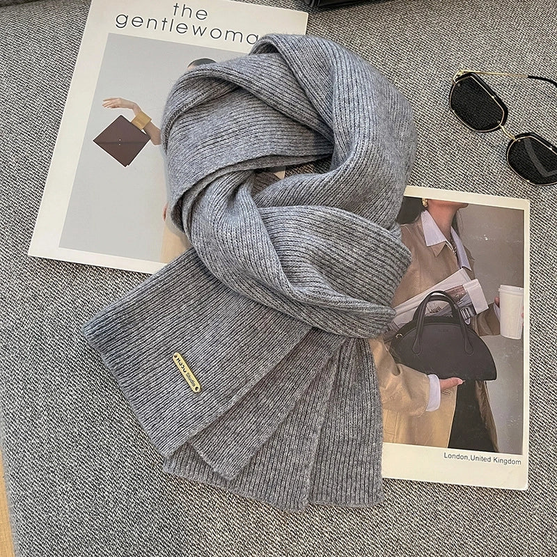 Unisex Elegant Business Basic Solid Color Fleece Scarf