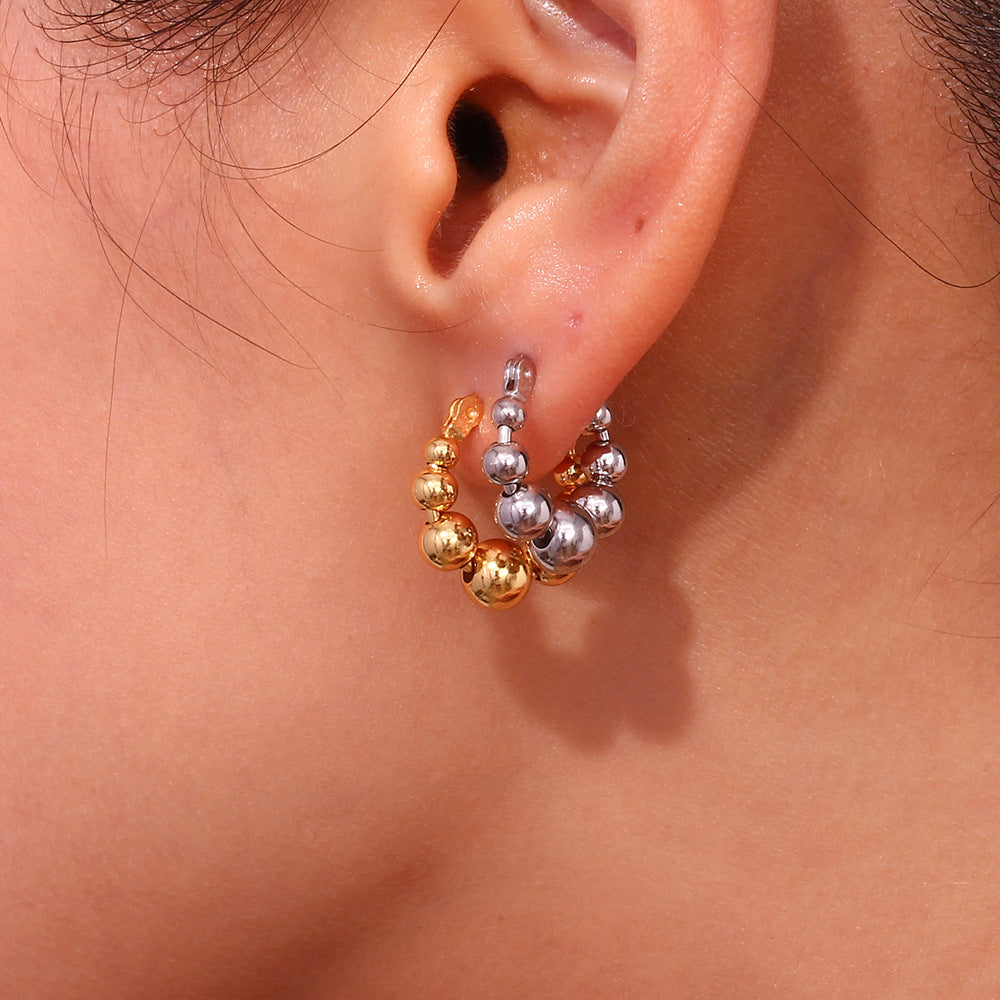 Fashion Circle Geometric Stainless Steel 18K Gold Plated Earrings