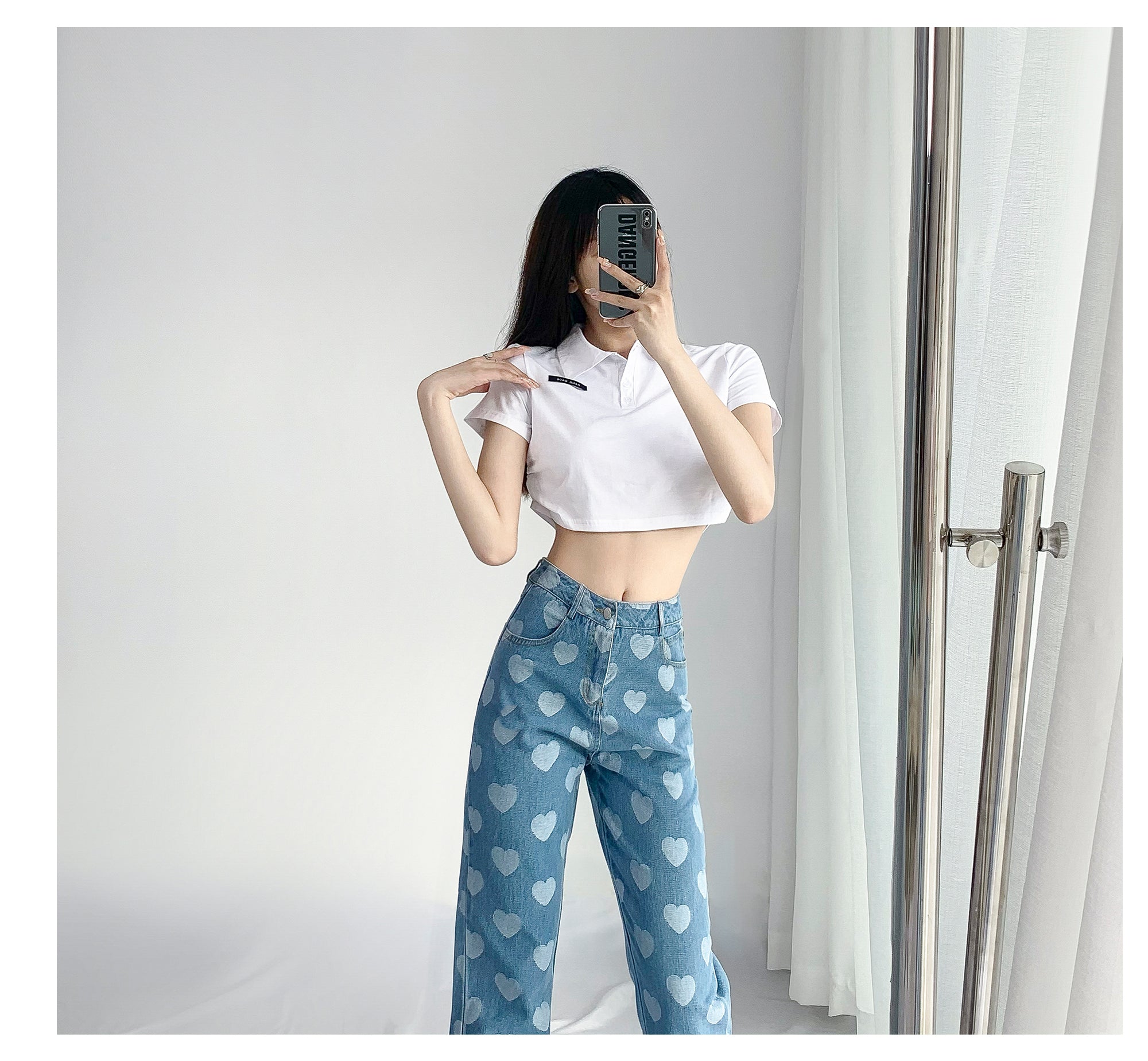 vintage heart print trousers  KF82797