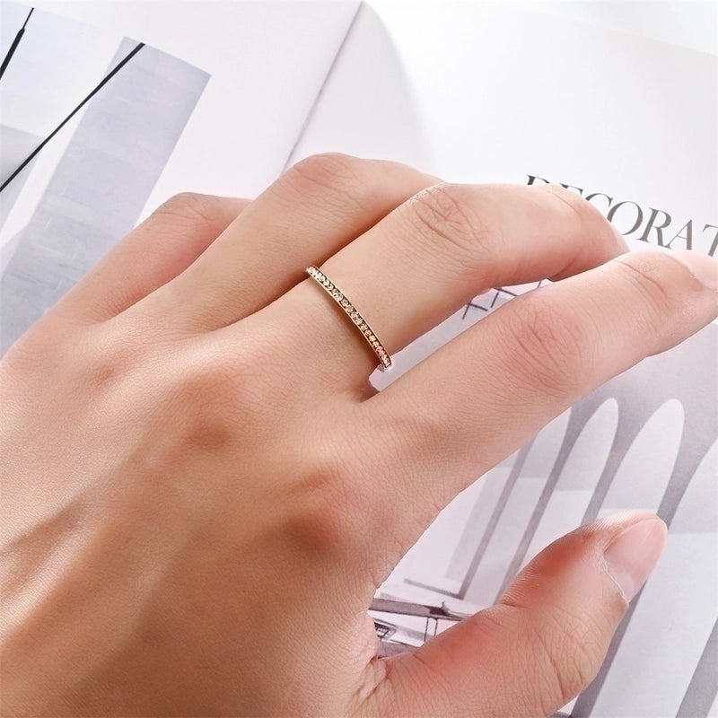 Minimalist Circle Stainless Steel Inlay Zircon Rings