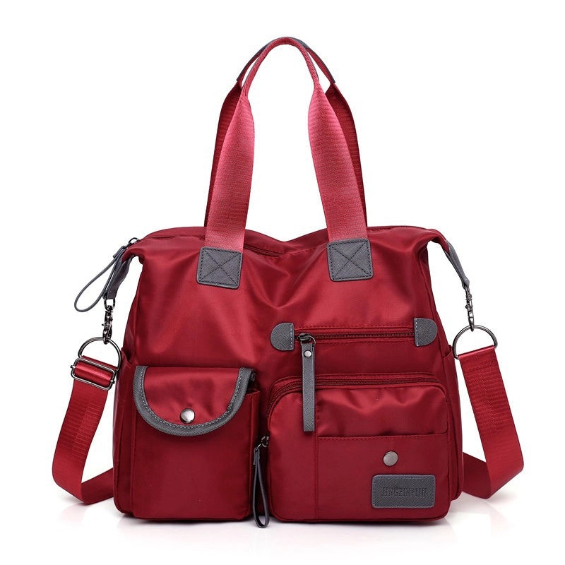 Women's Large Nylon Solid Color Basic Classic Style Sewing Thread Square Zipper Handbag Crossbody Bag